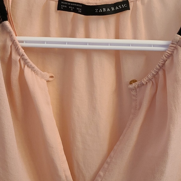 🪷Zara Basic Blush Blouse with Lace - Picture 8 of 14